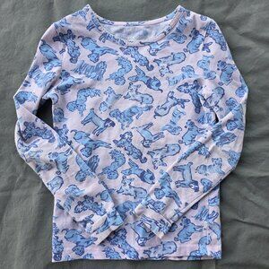 Lilly Pulitzer Girls' Pink Purple Sammy Ruff Night Dog Print Pajama Top Size 8